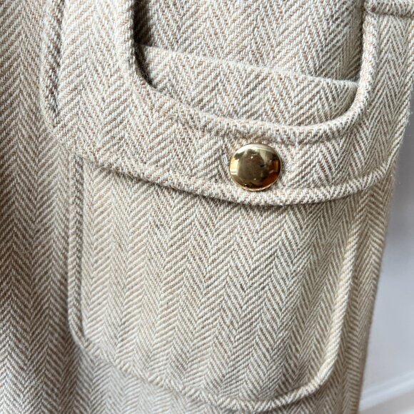 Vintage tan herringbone wool coat size xs - Picture 10 of 12